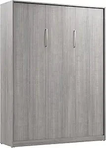 Claremont Queen Size Murphy Bed in Platinum Gray, Space-Saving Sleeping Arrangement for Multipurpose Area, Bedroom, or Guest Ro
