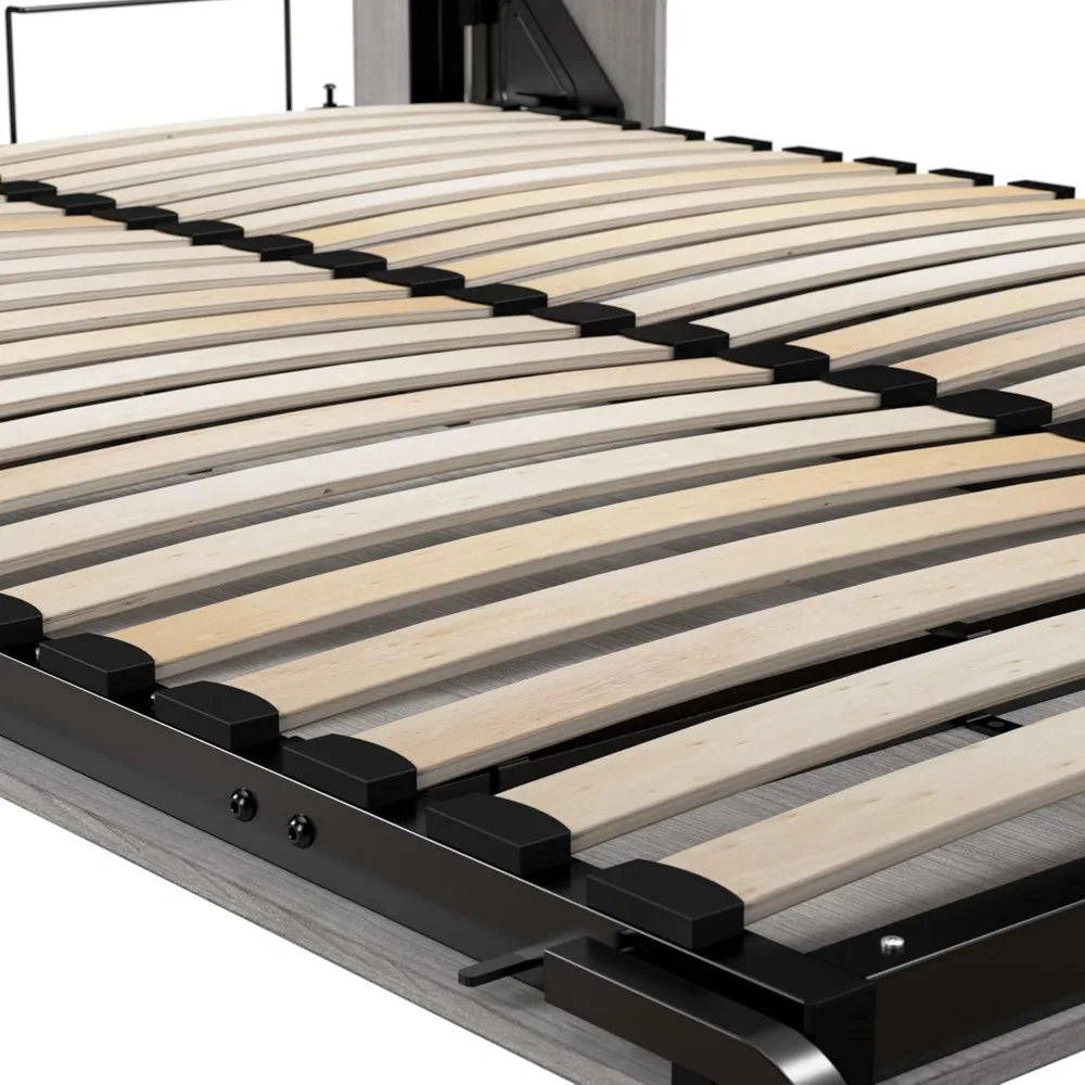 Claremont Queen Size Murphy Bed in Platinum Gray, Space-Saving Sleeping Arrangement for Multipurpose Area, Bedroom, or Guest Ro