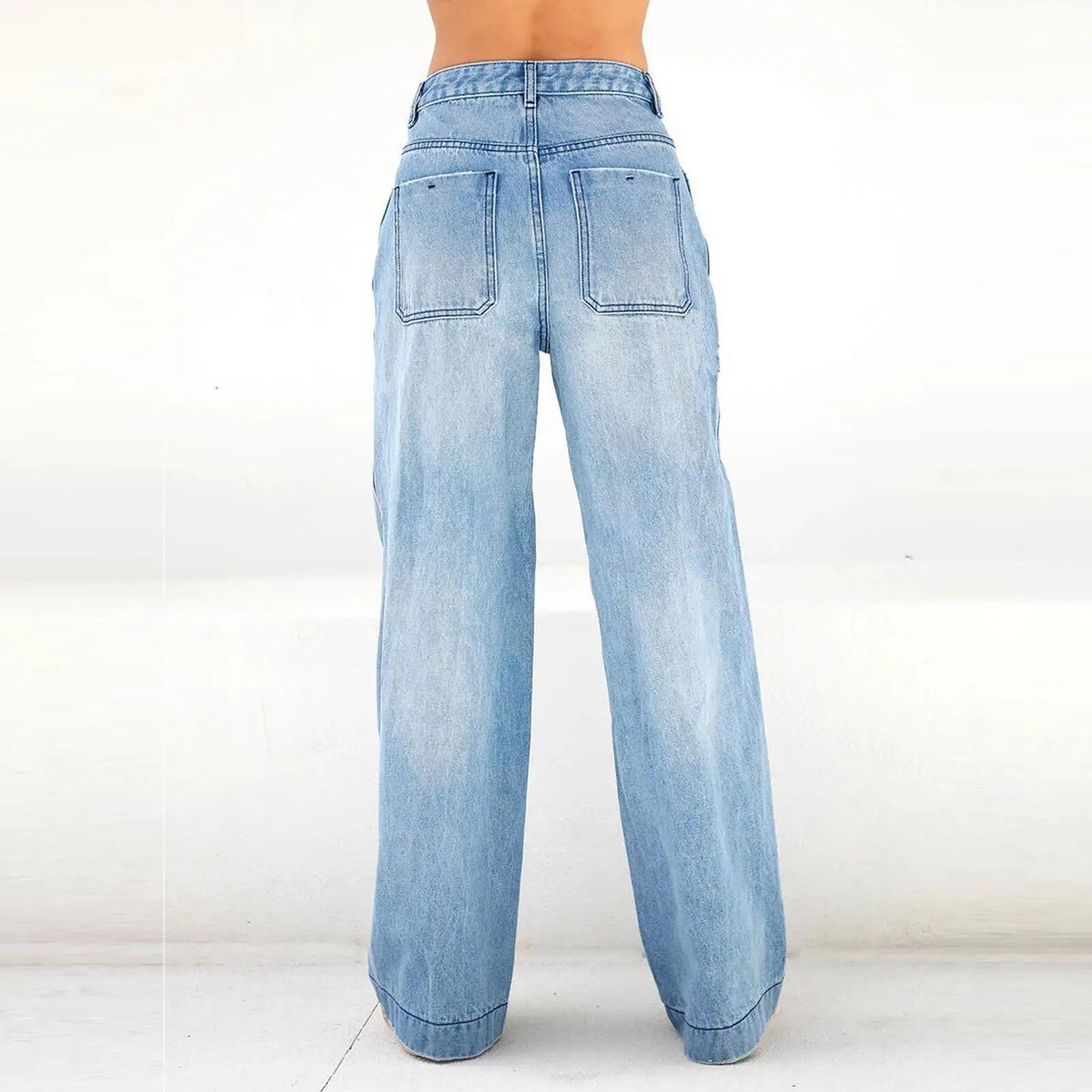2025 new women's wear European and American loose Denim wide leg pants slimming high waist all-match jeans for women