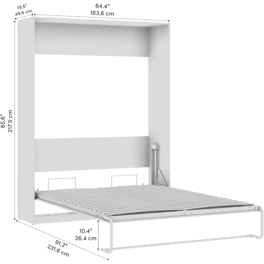 Claremont Queen Size Murphy Bed in Platinum Gray, Space-Saving Sleeping Arrangement for Multipurpose Area, Bedroom, or Guest Ro