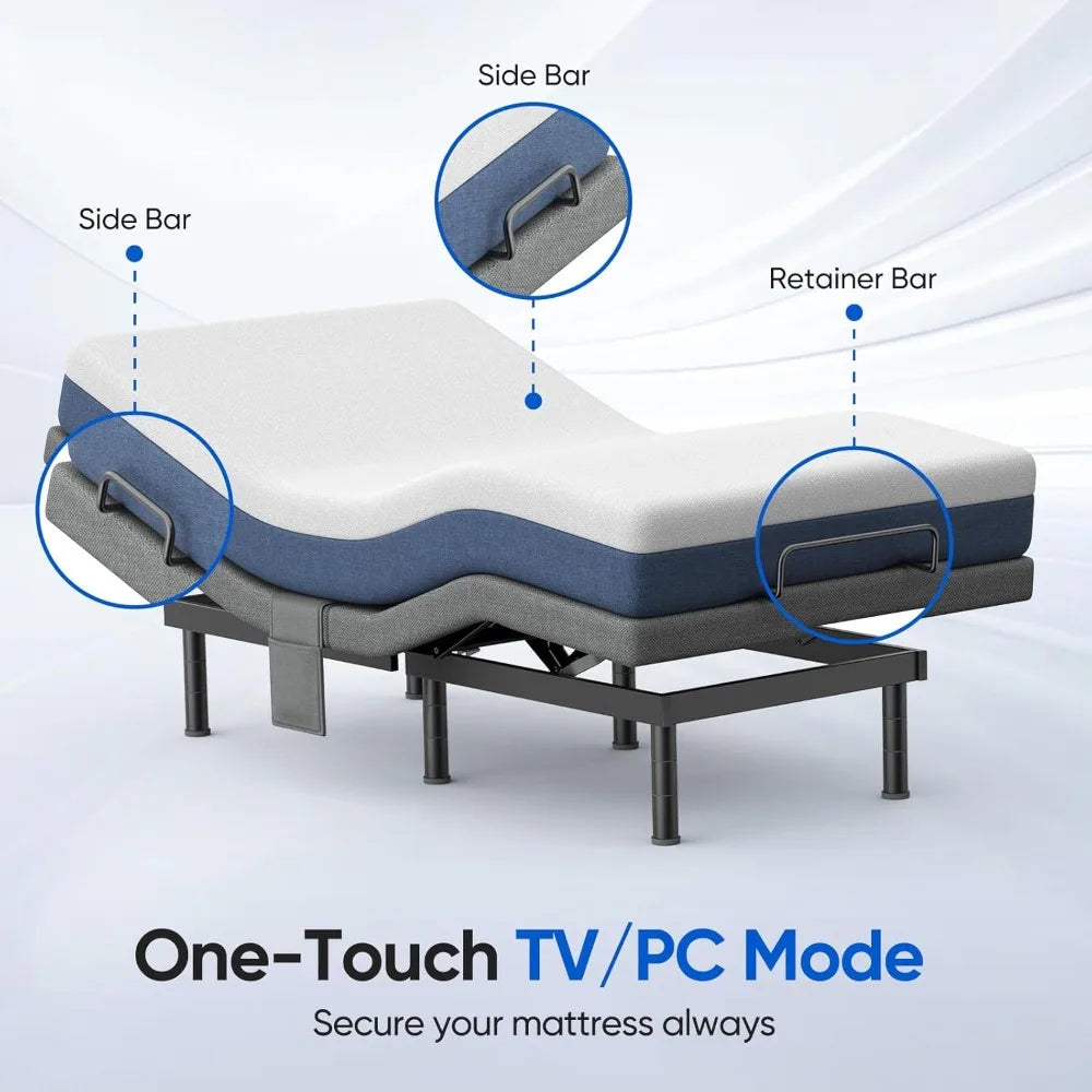 Adjustable Bed Frame Twin XL with Massage, with Adjustable Legs, USB Ports, Zero Gravity & Anti-Snore, Electric Bed Base Frame