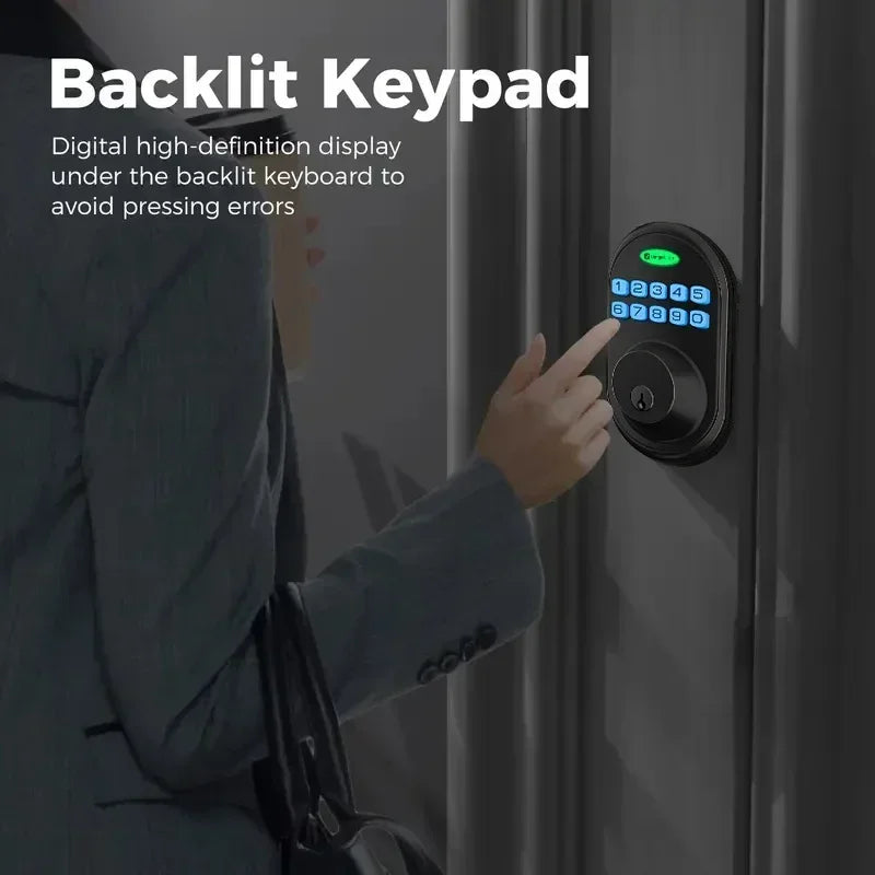 Keyless Entry Door Lock, One-Touch Lock/Unlock, Deadbolt Lock with Keypad and Key, Auto Lock for Door