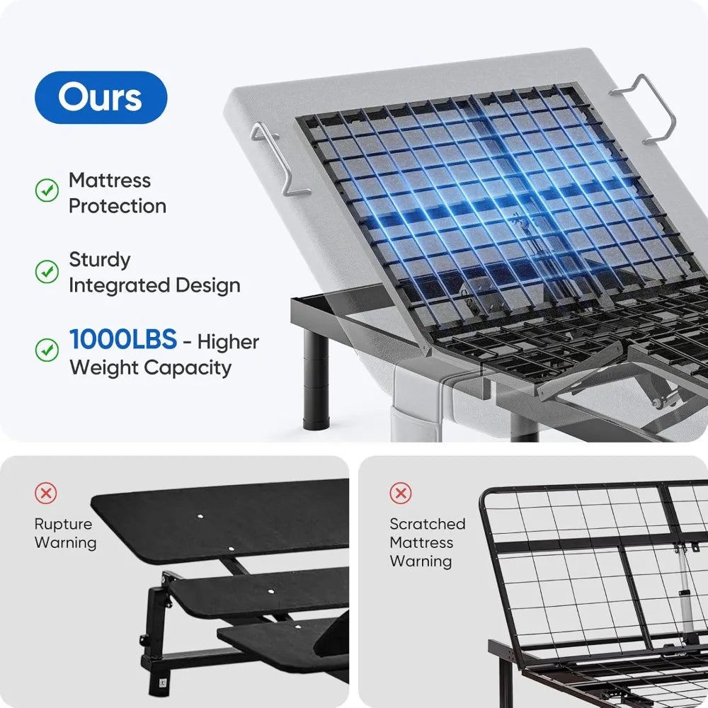 Adjustable Bed Frame Twin XL with Massage, with Adjustable Legs, USB Ports, Zero Gravity & Anti-Snore, Electric Bed Base Frame