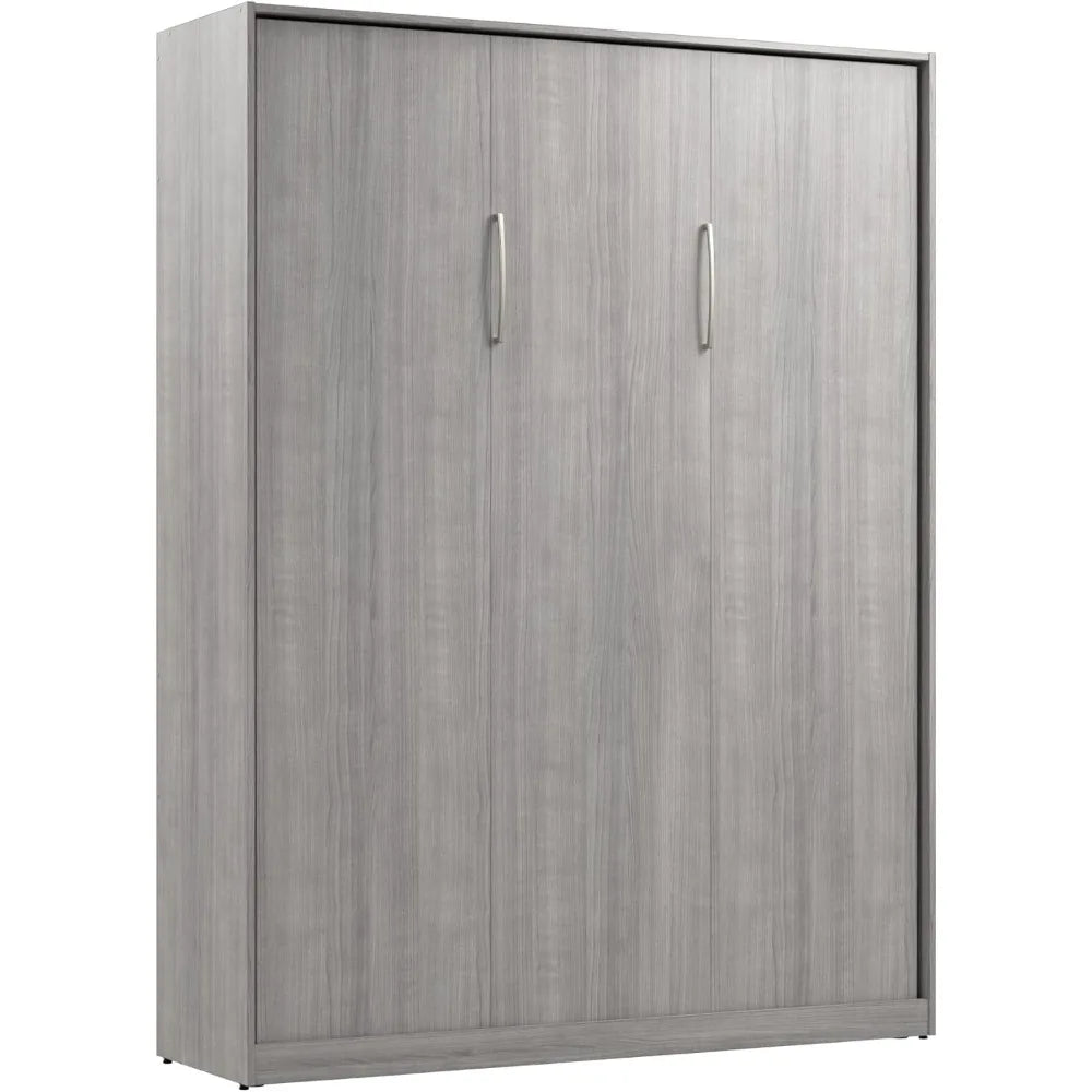 Claremont Queen Size Murphy Bed in Platinum Gray, Space-Saving Sleeping Arrangement for Multipurpose Area, Bedroom, or Guest Ro
