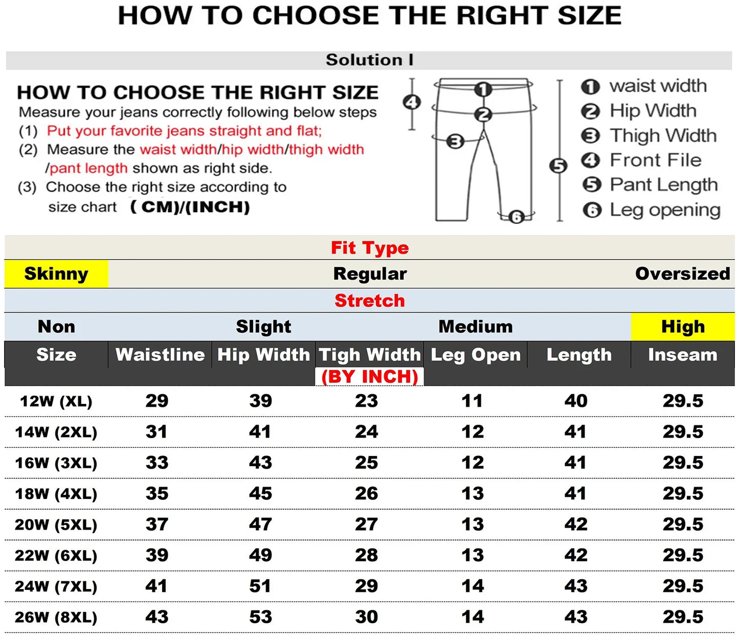 Plus Size Women Jeans Pants Full Length Denim Jeans High Waist High Stretchy Skinny Denim Jeans