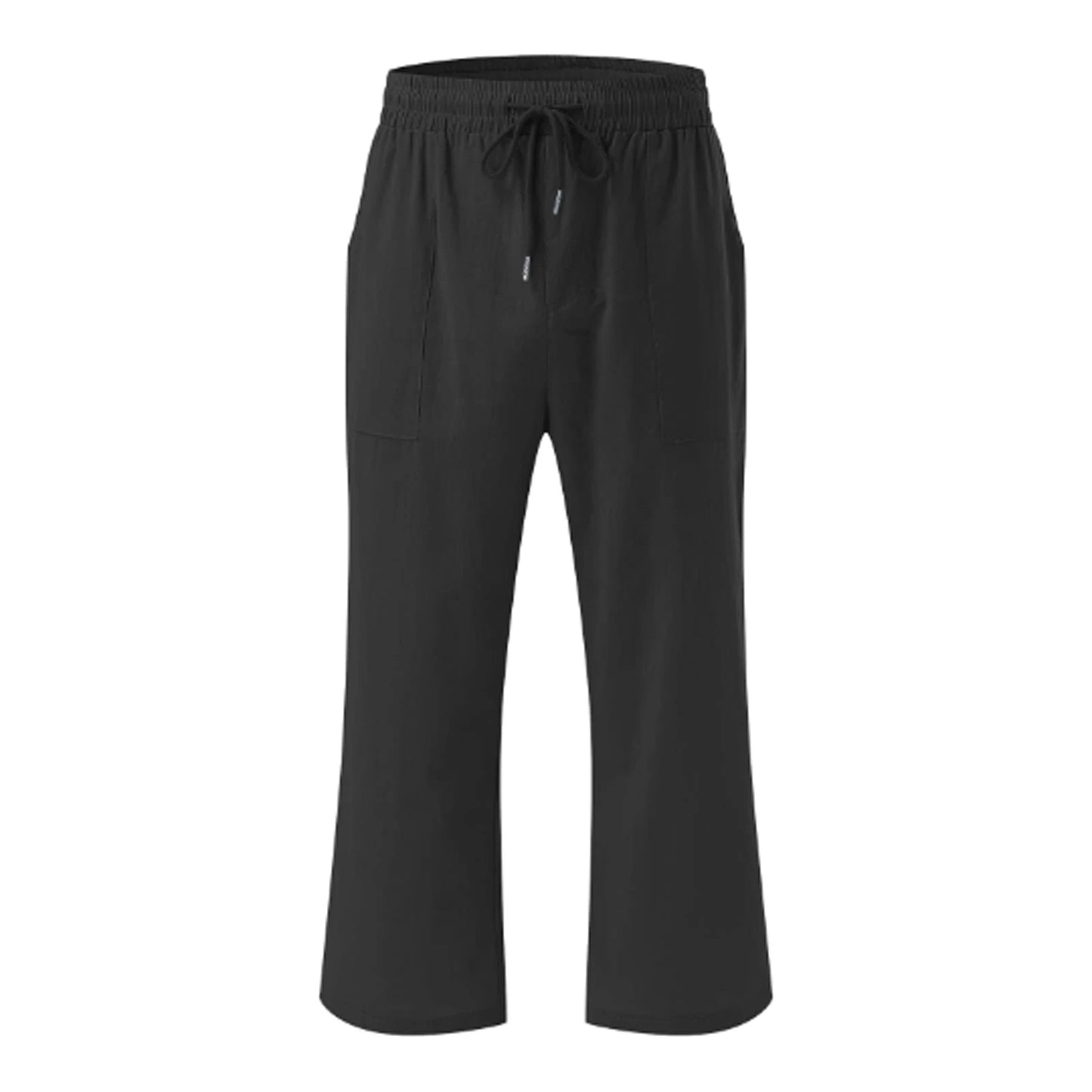 Women s Summer Capris Drawstring Elastic Waist Solid Color Loose Cropped Pants Casual Trousers