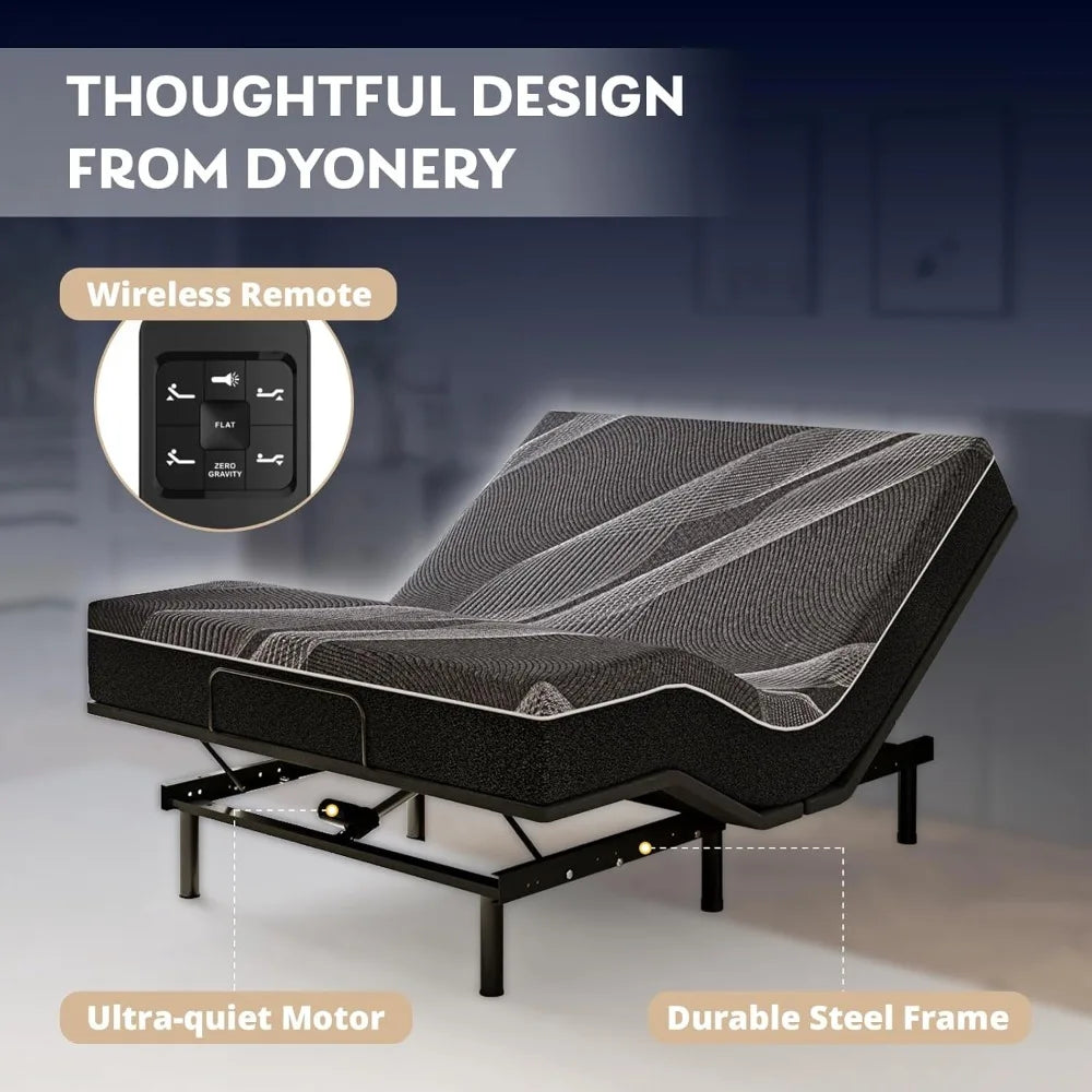 Twin XL Adjustable Bed Base Frame with Wireless Remote + 12 Inch Twin XL Gel Memory Foam Mattress Bed in A Box,  Electric Bed