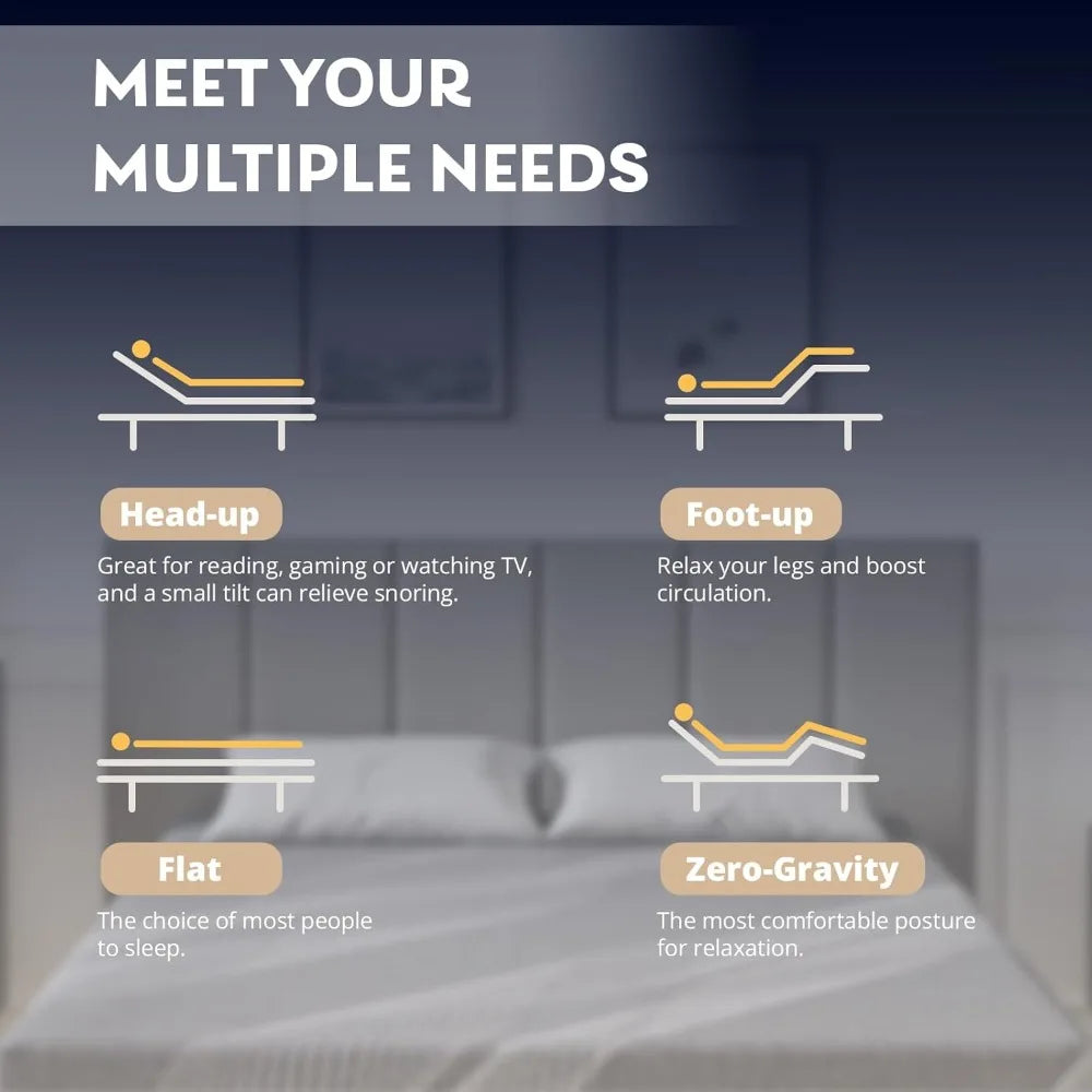 Twin XL Adjustable Bed Base Frame with Wireless Remote + 12 Inch Twin XL Gel Memory Foam Mattress Bed in A Box,  Electric Bed