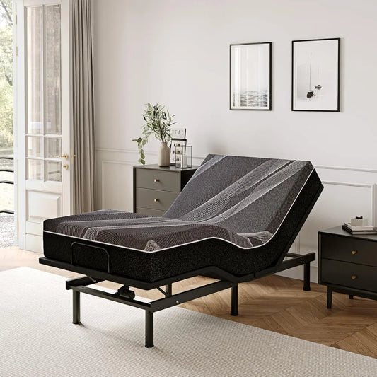 Twin XL Adjustable Bed Base Frame with Wireless Remote + 12 Inch Twin XL Gel Memory Foam Mattress Bed in A Box,  Electric Bed
