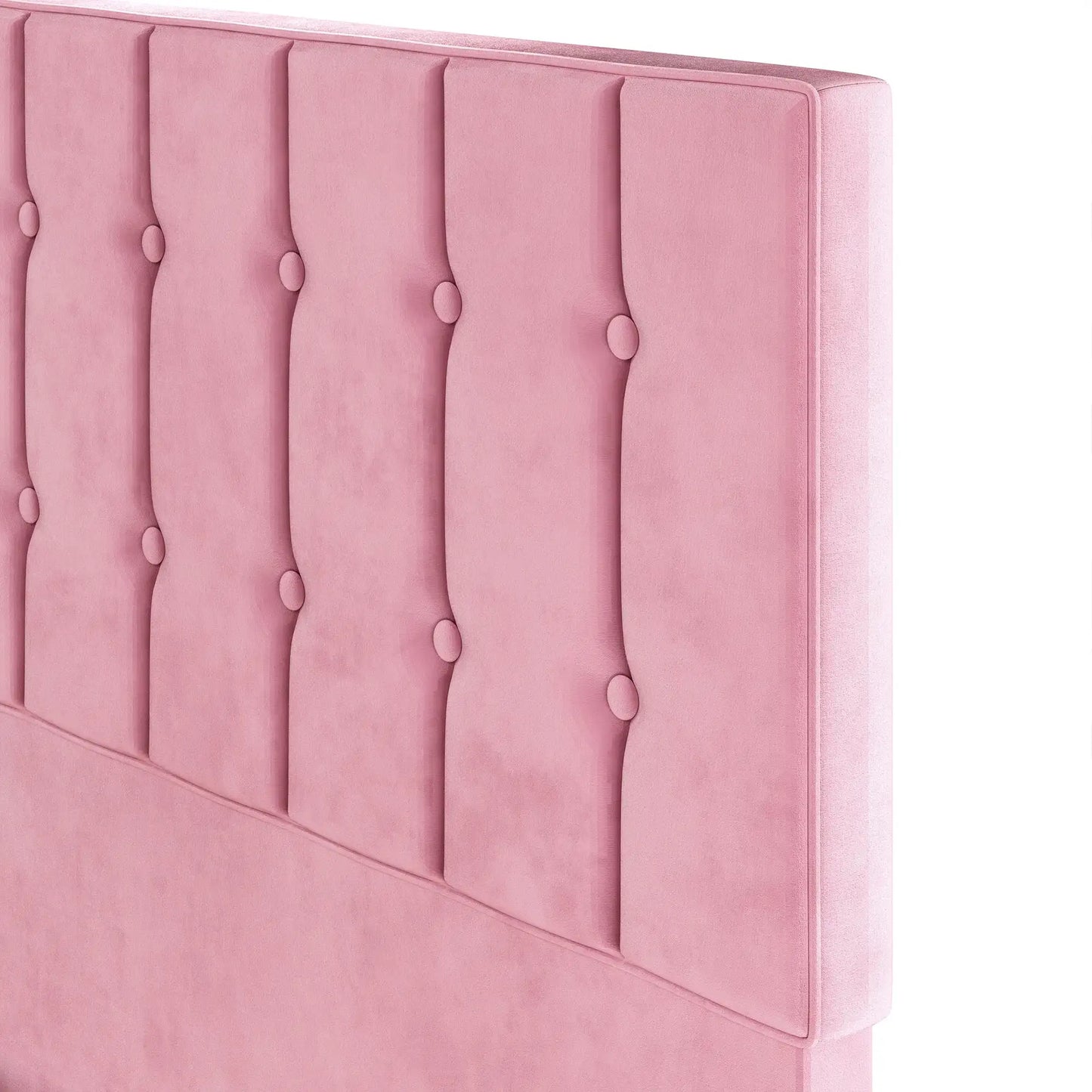 LIKIMIO Twin Bed Frames, Velvet Upholstered Platform Bed Frame with Headboard and Strong Wooden Slats, Pink/Grey/Blue/Beige