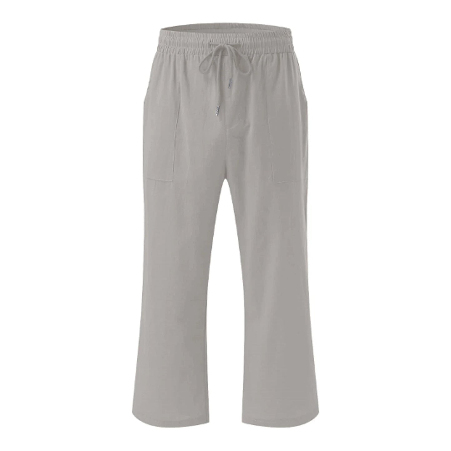 Women s Summer Capris Drawstring Elastic Waist Solid Color Loose Cropped Pants Casual Trousers