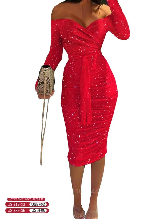 Sexy Bag Hip Waist Dress For Women Elegant Evening Party Black Red Formal Occas Dress Female Clothing Mini Skirt